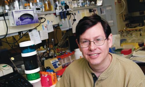 Chemistry Professor Andrew Ellington in lab.