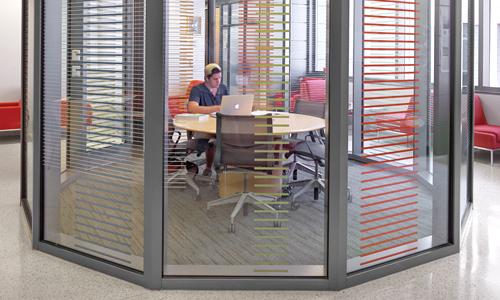 Student studying in College of Liberal Arts building