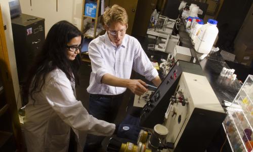 Biomedical engineering graduate student conducting research