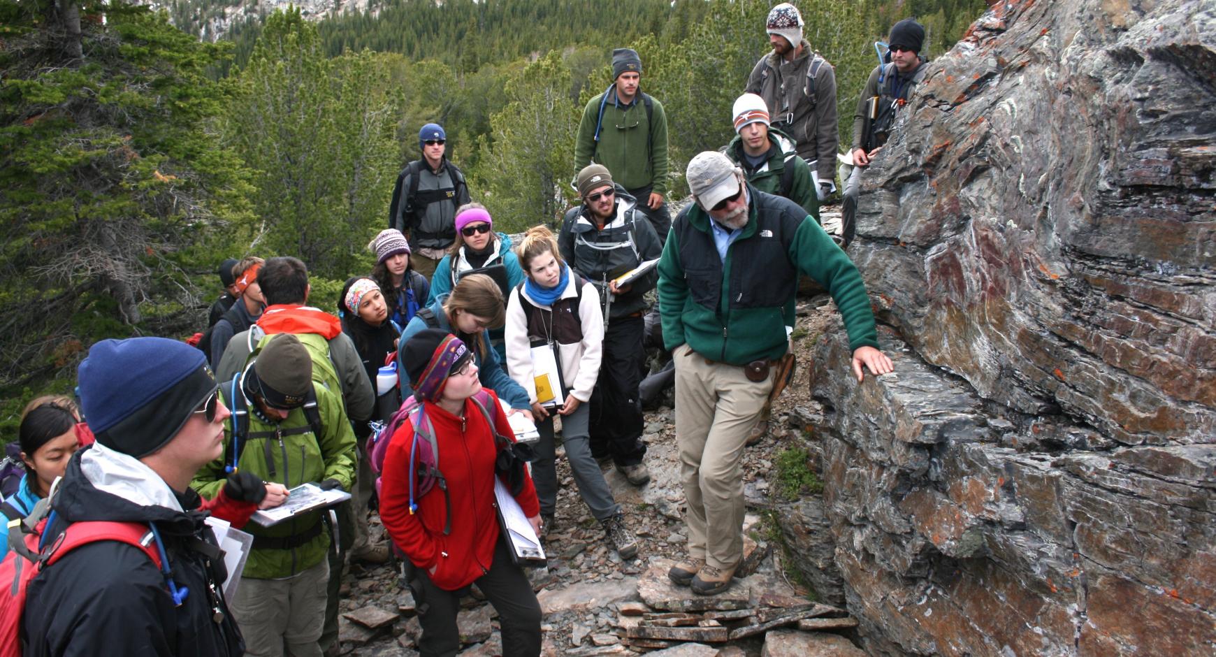 Lecturer Mark Helper on field trip with students to Hecla Folds.