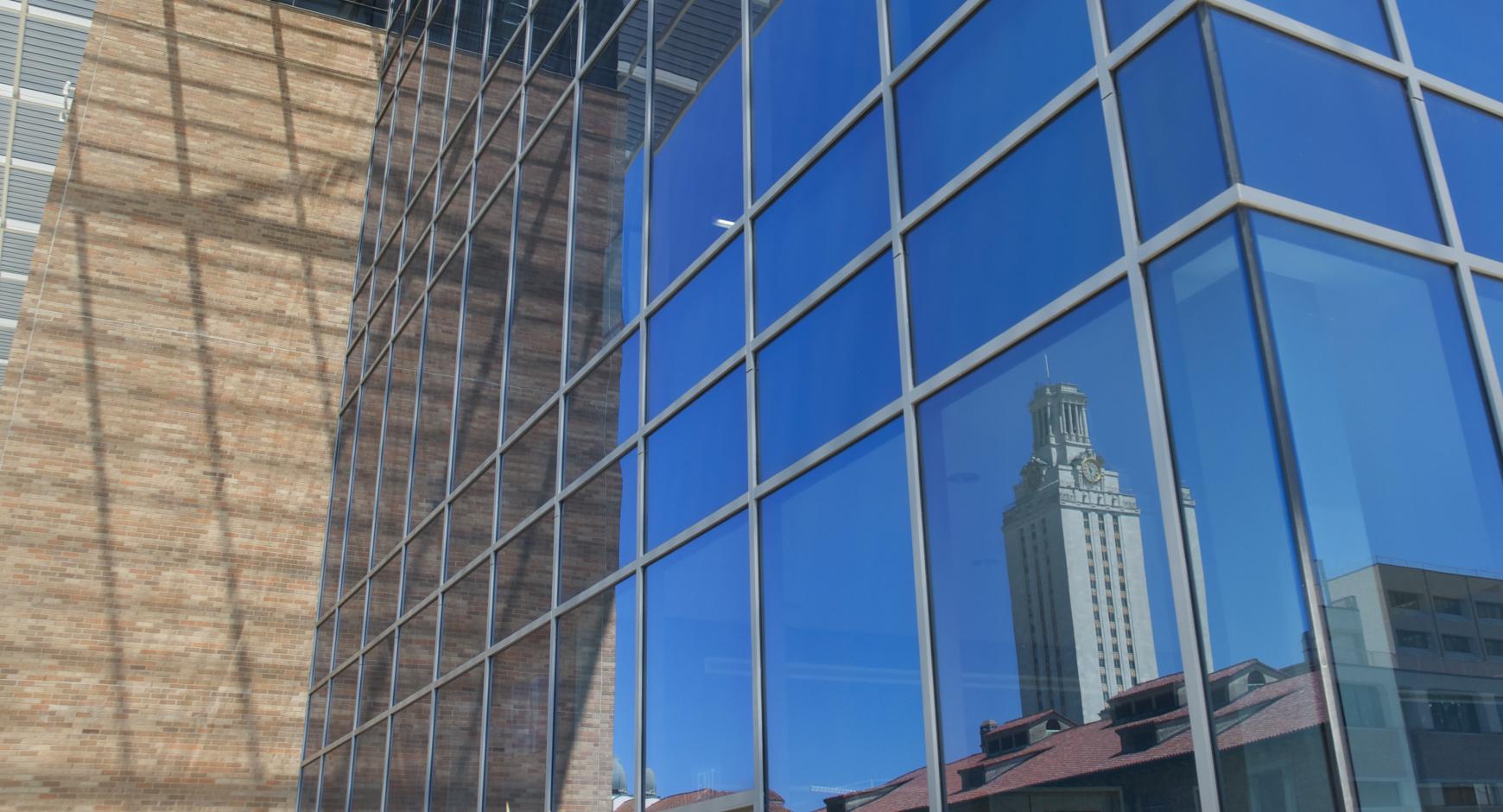 The Tower reflected in the Norman Hackerman Building