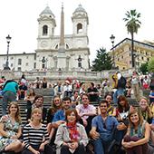 Students on trip visiting historical sites.