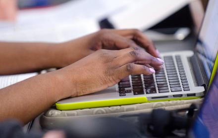 Student working at computer